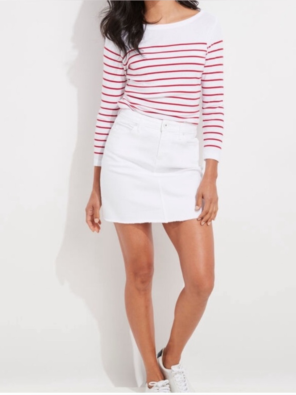 Vineyard Vines White Denim Mini Skirt 92% cotton w/ stretch Candiani denim NWT 8